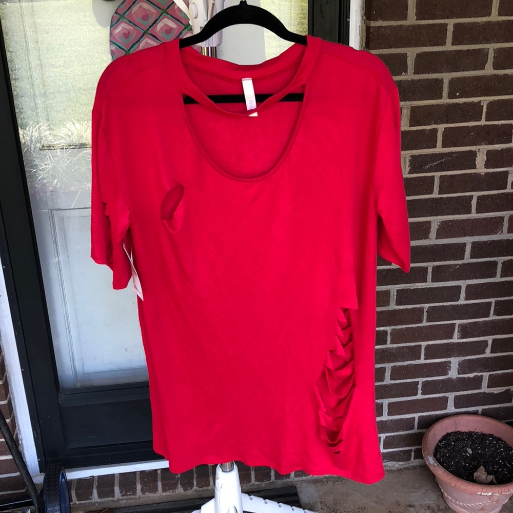 Red ripped tunic/t-shirt